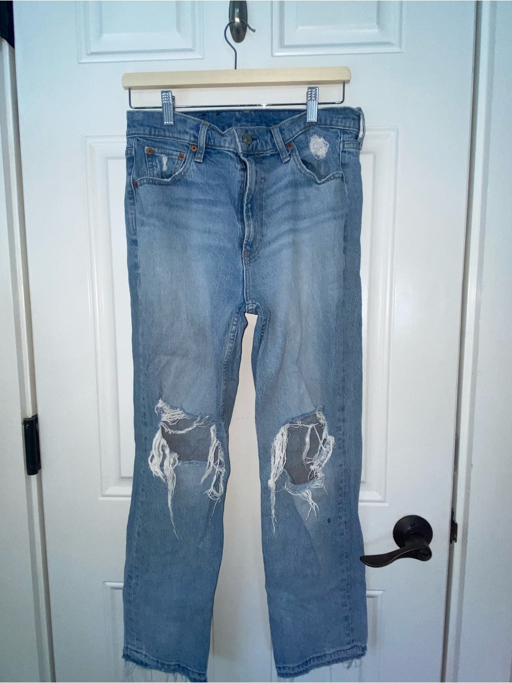 GAP Light Blue Distressed Straight Jeans